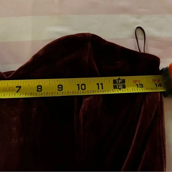 Wine Red Velvet Jumpsuit Strapless Wide Leg Formal Holiday Cocktail Outfit - Picture 11 of 11
